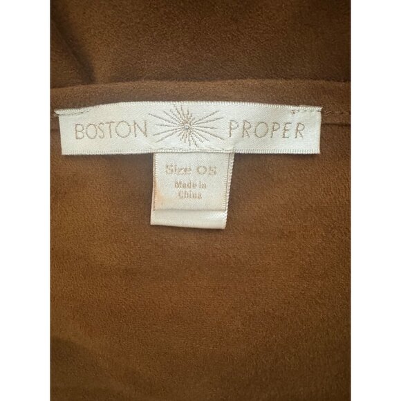 Boston Proper Brown Suede Fringe Ruana Poncho Wrap One Size Country Western - Picture 4 of 6